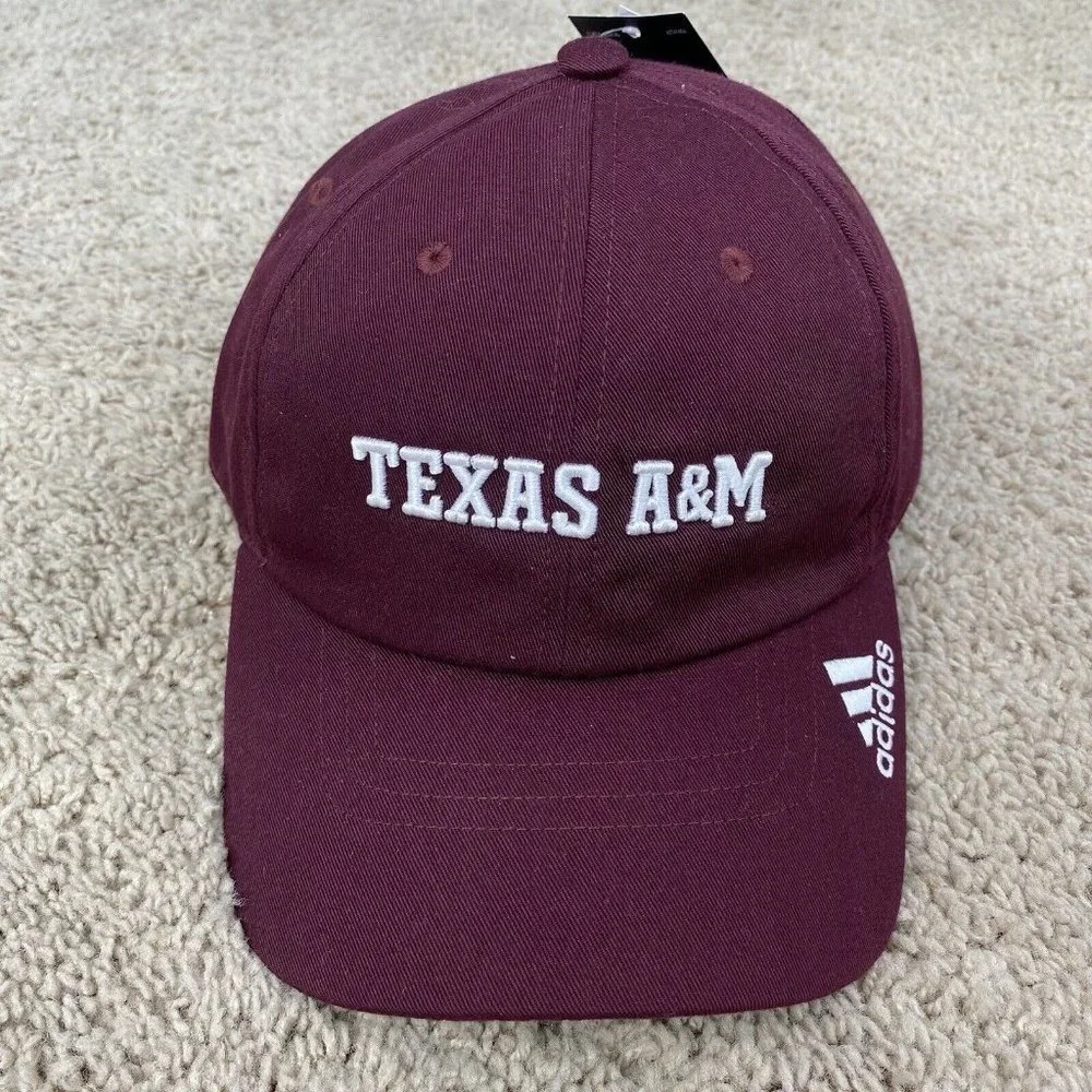 Texas A&M Aggies Adidas Hat Maroon White Script Adjustable‎ Slouch Dad Cap NWT
